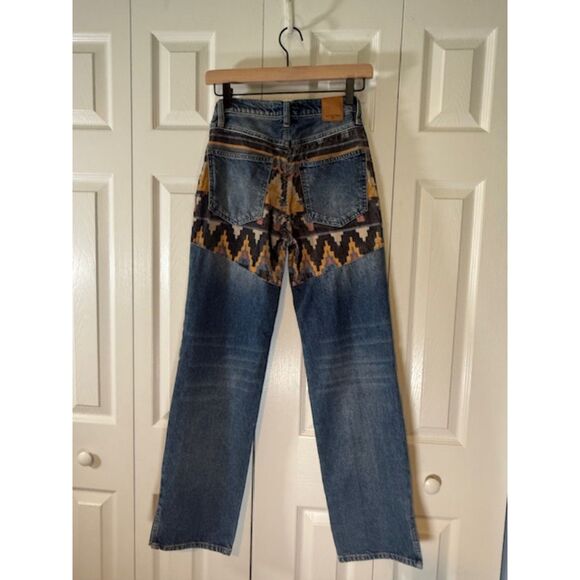 Free People Rocky Mountain Patchwork Jeans Sz 24 USA Made Embroidered Boho $148 - Picture 9 of 14